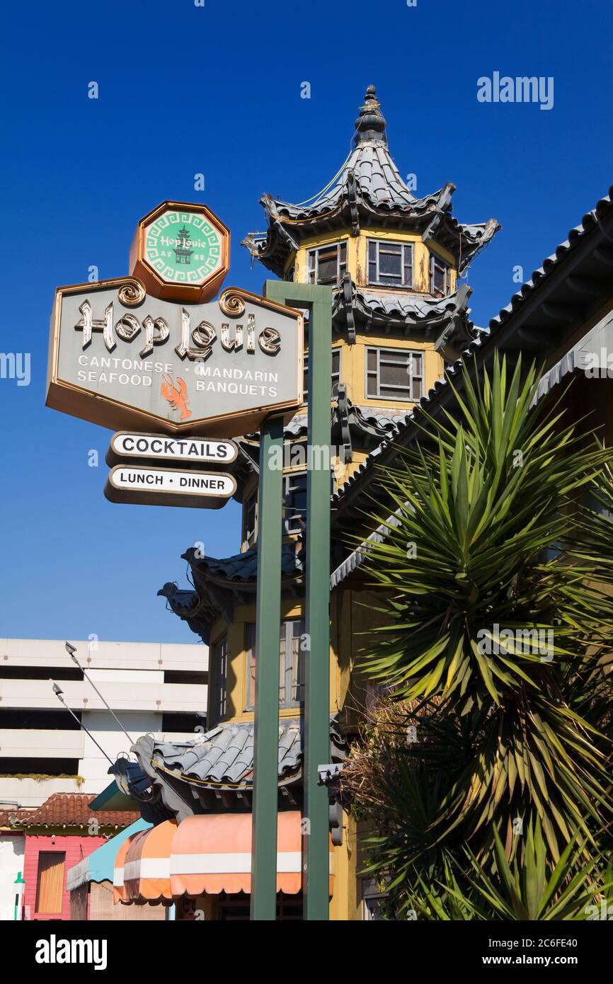 Hop Louie Restaurant, Chinatown, Los Angeles, California, USA Stock Photo