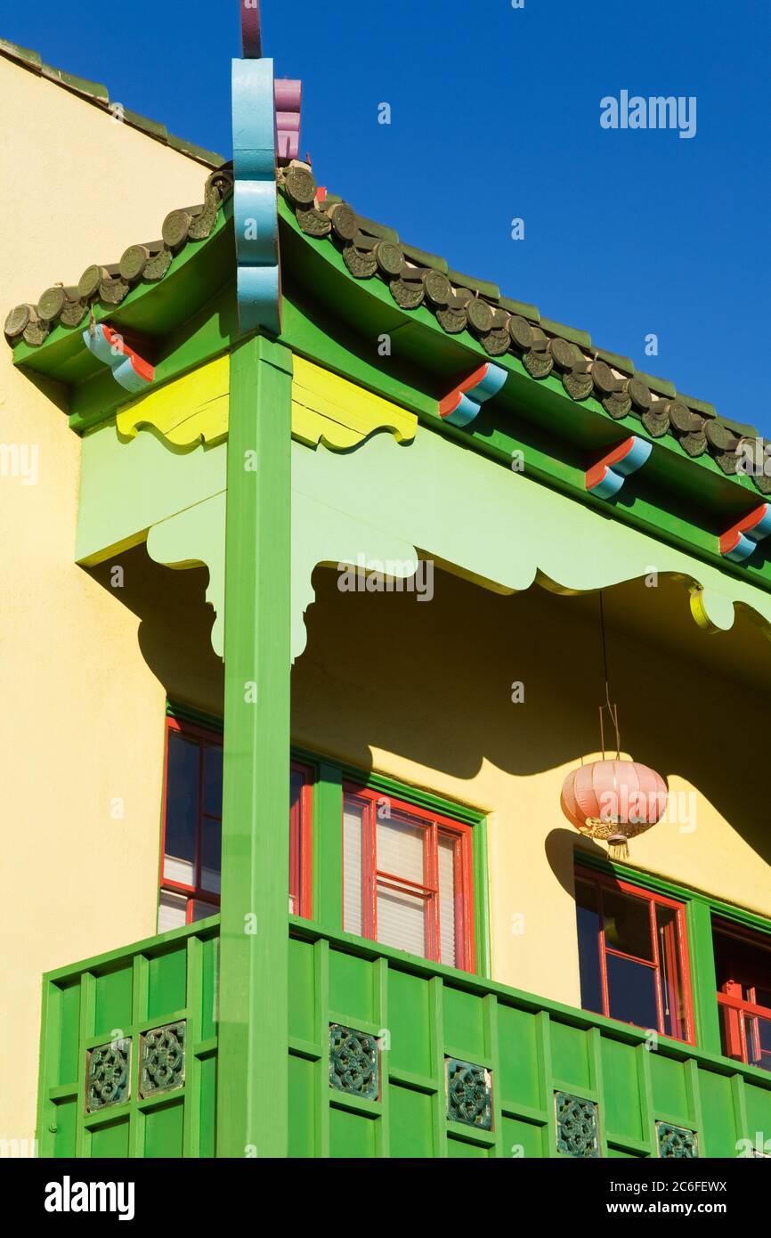 Chinese Architecture, Chinatown, Los Angeles, California, USA Stock