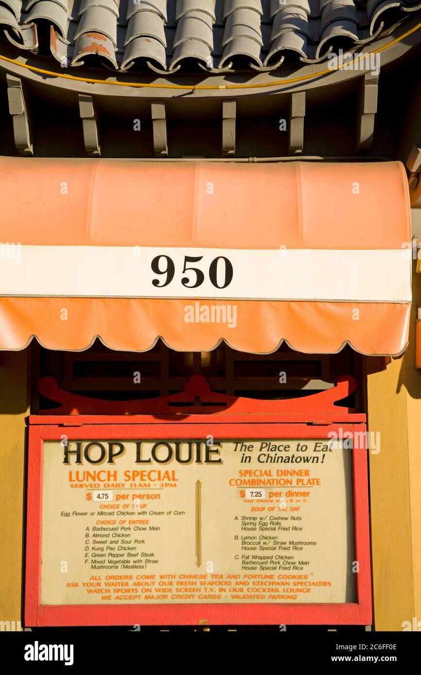 Hop Louie Restaurant in Chinatown, Los Angeles, California, USA Stock Photo