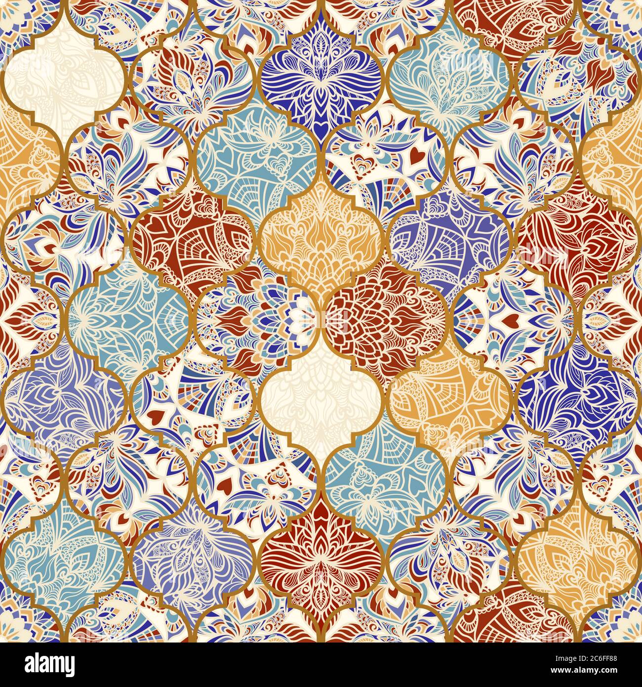 Islam, Arabic, Indian, ottoman motifs. Endless pattern can be used for ceramic tile, wallpaper, linoleum, textile, web page background. Vector Stock Vector