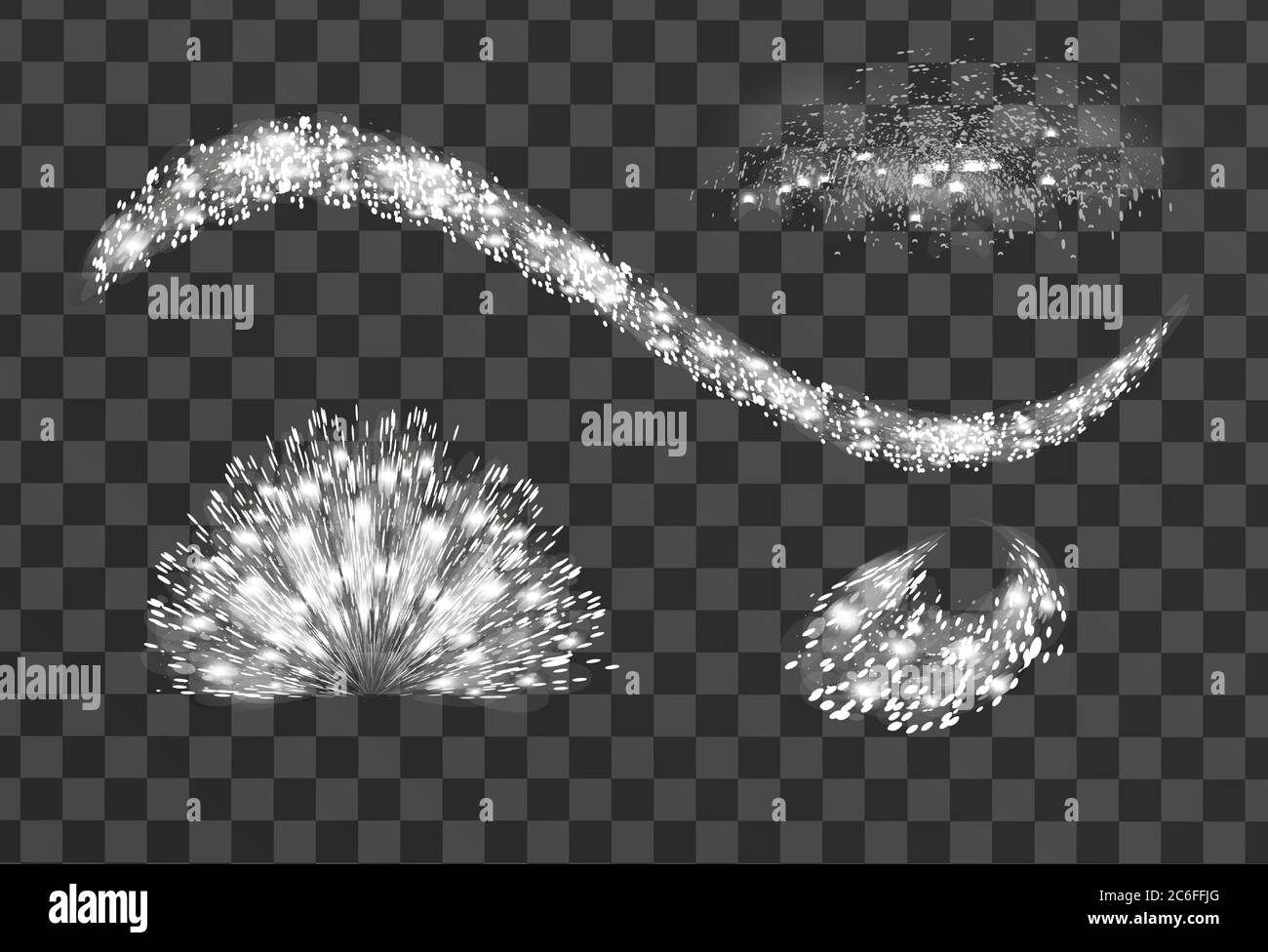 Glowing sparkles glare light effect on a transparent background. Sparks