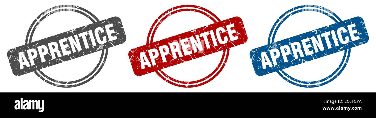 apprentice stamp. apprentice sign. apprentice label set Stock Vector