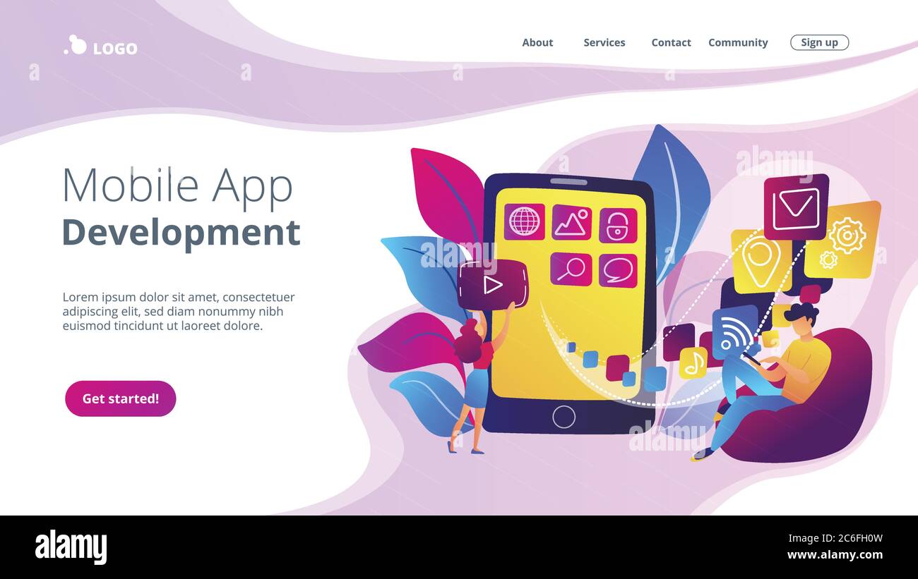 Mobile application development vector illustration Stock Vector Image ...