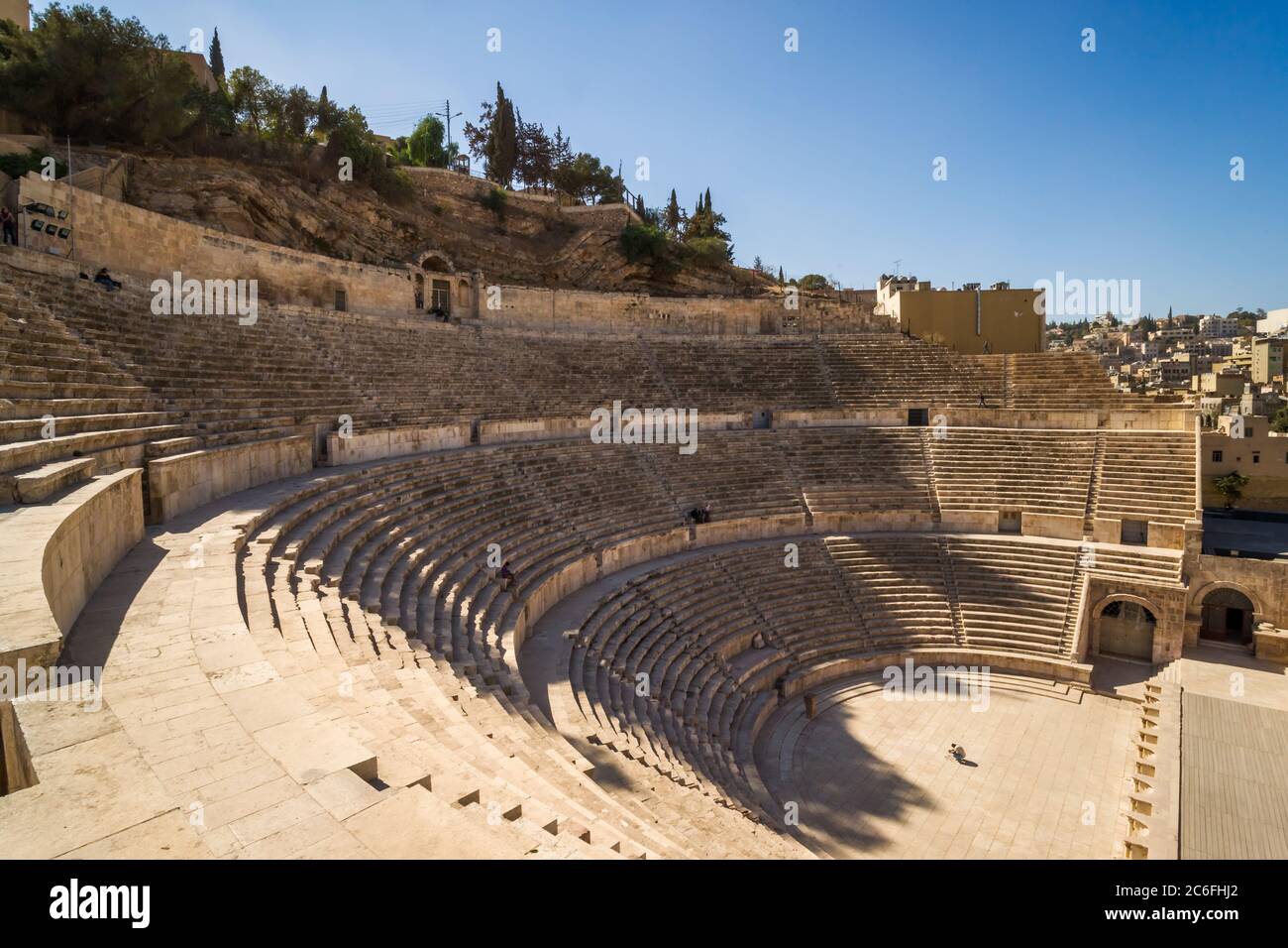 A view over the ancient Roman Theatre in Jordan's capital Amman Stock Photo