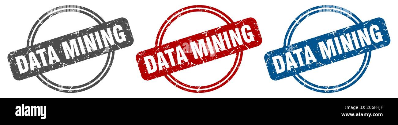 data mining stamp. data mining sign. data mining label set Stock Vector