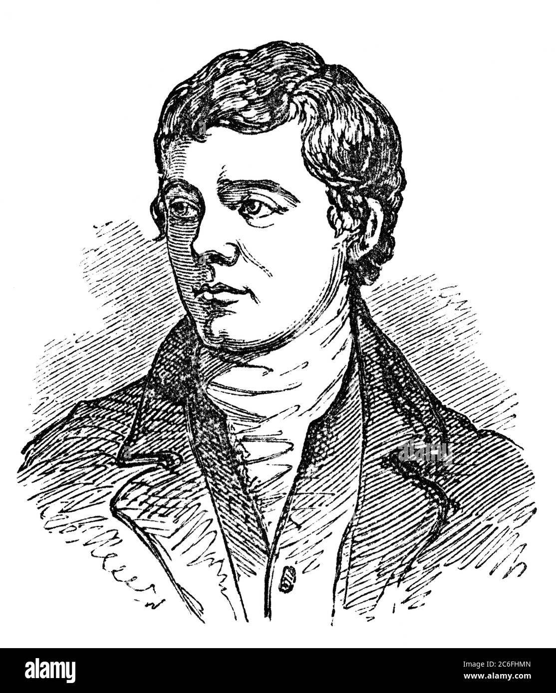 An engraved vintage illustration portrait drawing of Robert Burns the famous Scottish poet and author of Auld Lang Syne, from a Victorian book dated 1 Stock Photo