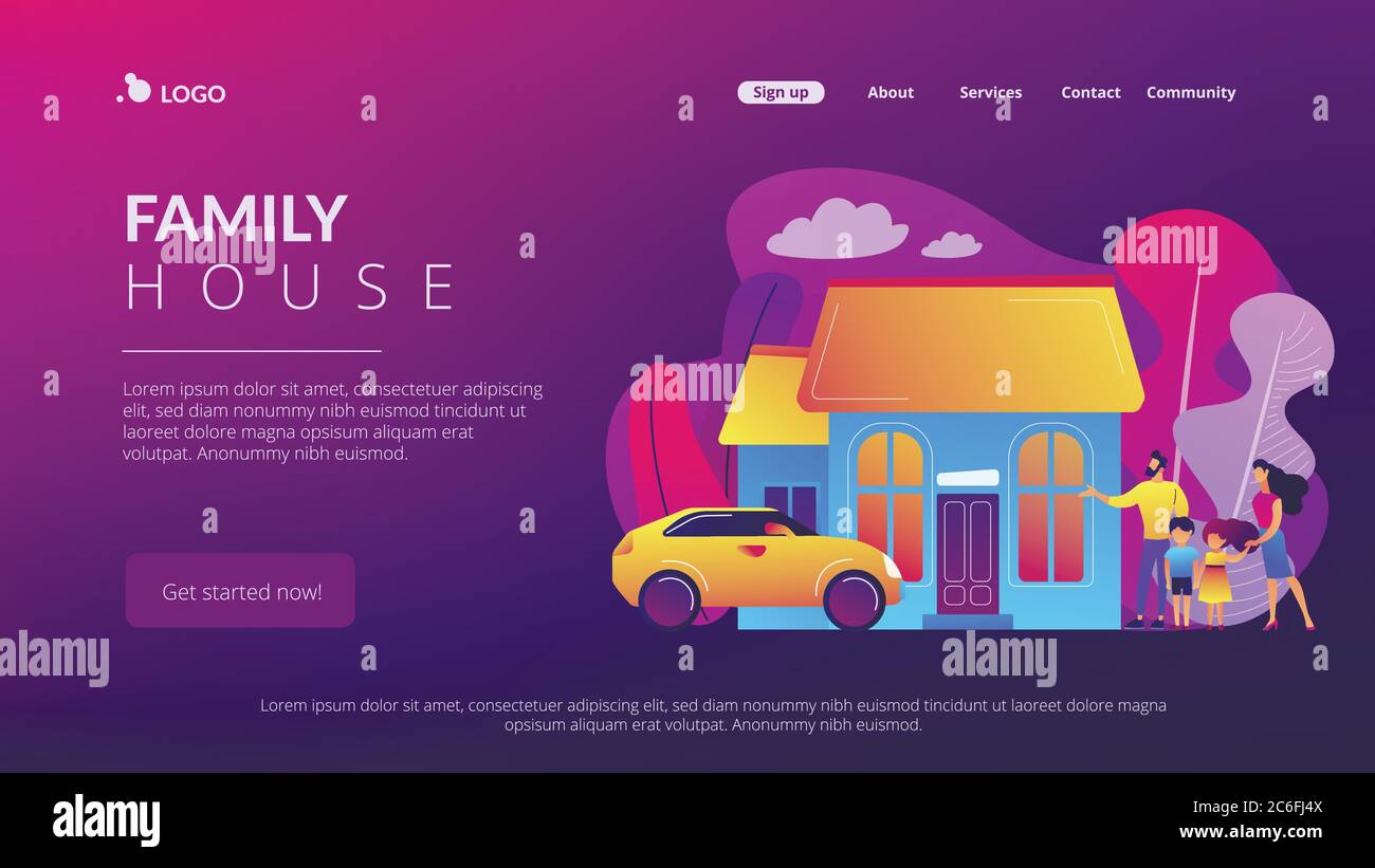 Family house concept landing page. Stock Vector