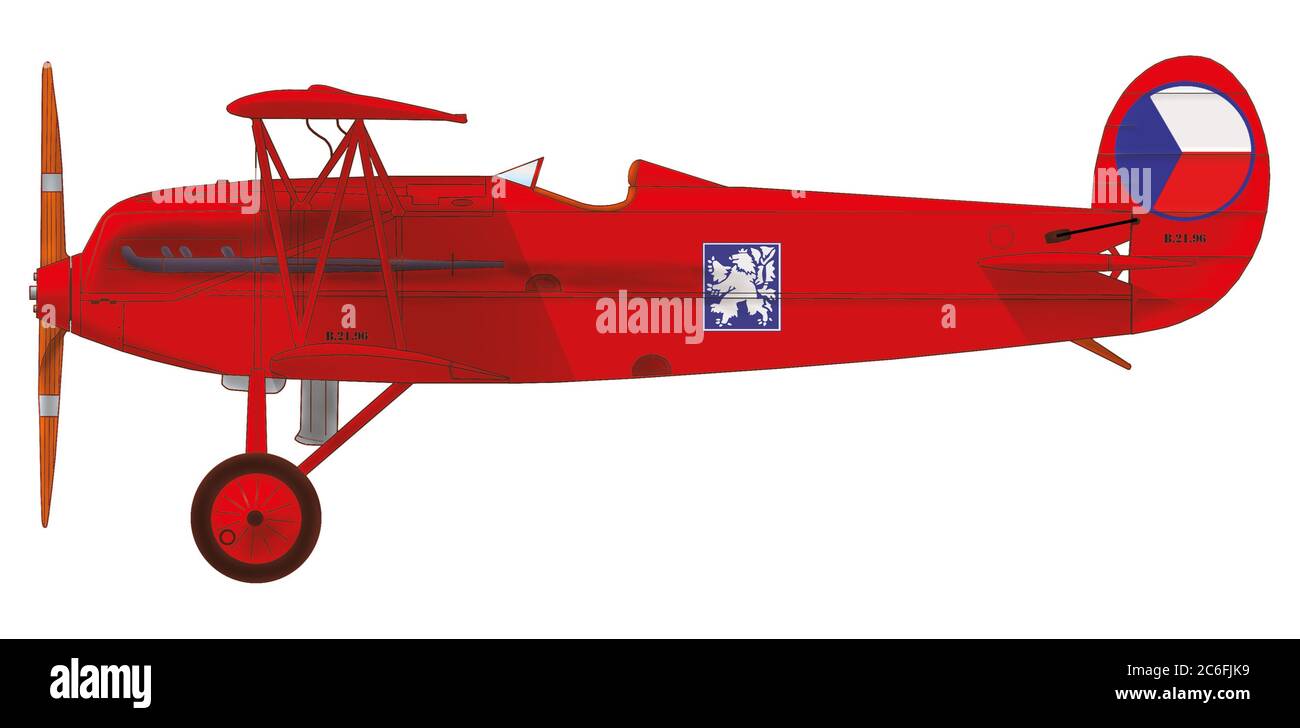 Avia B.21.96, nicknamed 'Red devil', which flew Czechoslovak acrobatic flyer František Malkovský, 1930 Stock Photo
