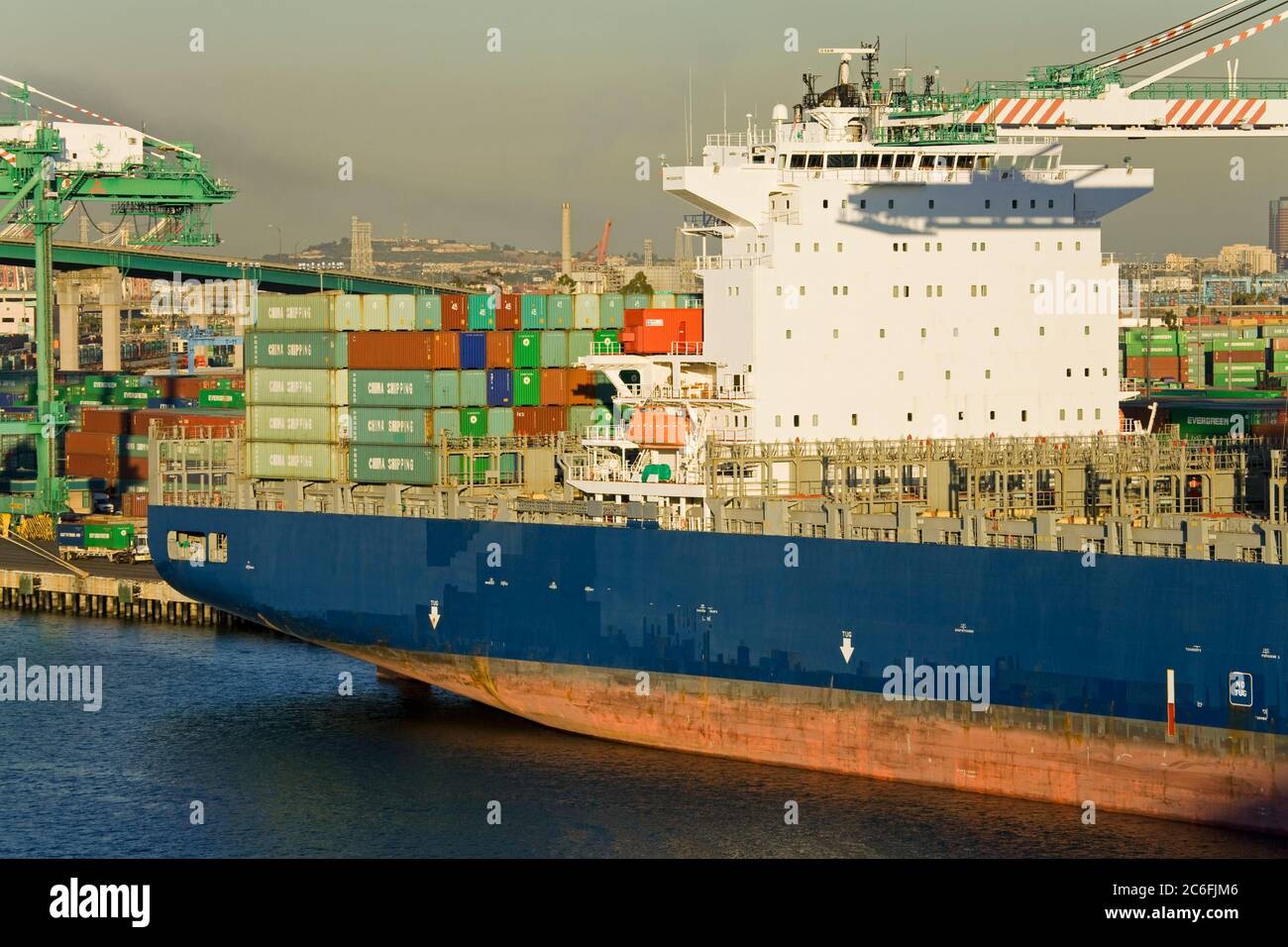 Container ship in Port of San Pedro, Los Angeles, California, USA Stock ...