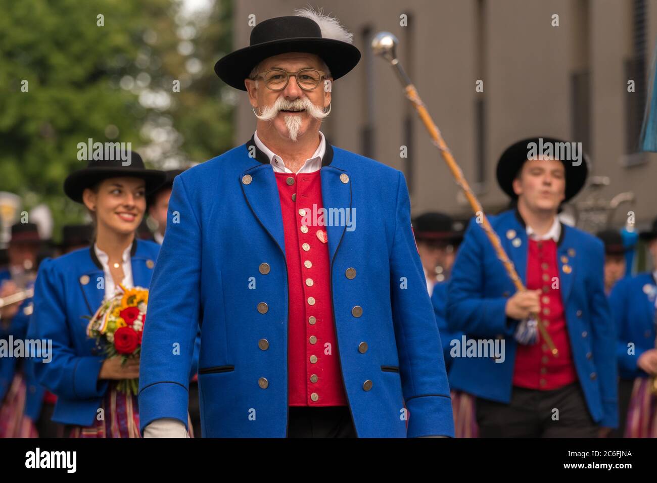 Villach, Austria - August 3th, 2019: Traditional-dressed man at the Villacher Kirchtag, the largest traditional festival in Austria Stock Photo