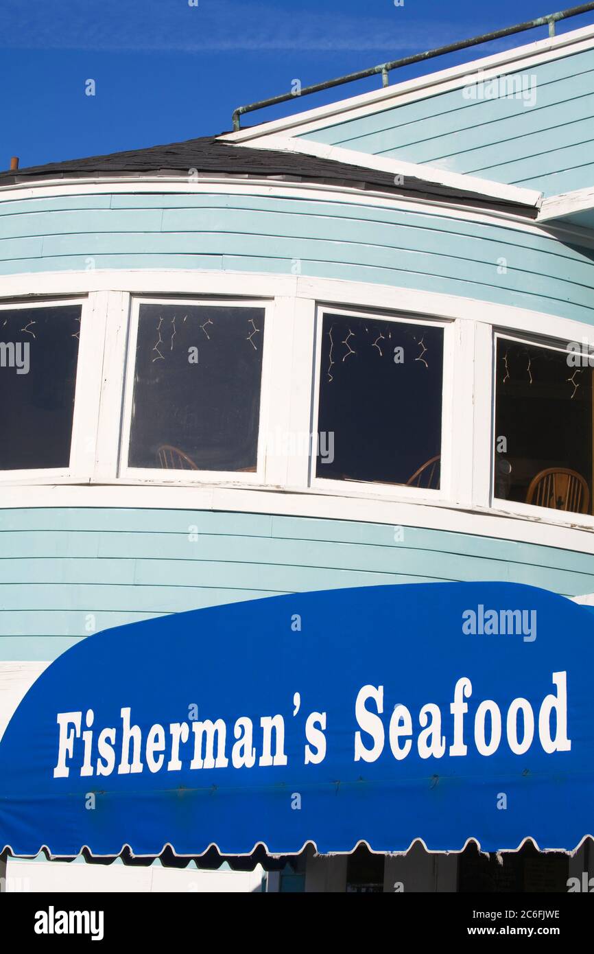 Fisherman's Seafood Restaurant, Ports O' Call Fishing Village, San Pedro, Los Angeles, California, USA Stock Photo