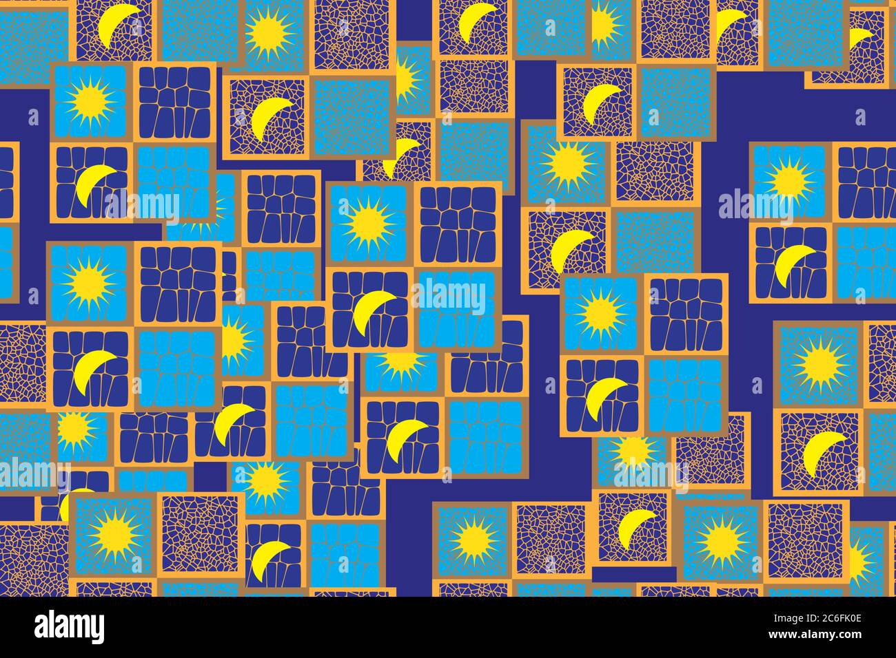 Sun And Moon Math Pattern Sun and Moon Symbols Seamless Pattern 3D Illustration Stock Vector ...