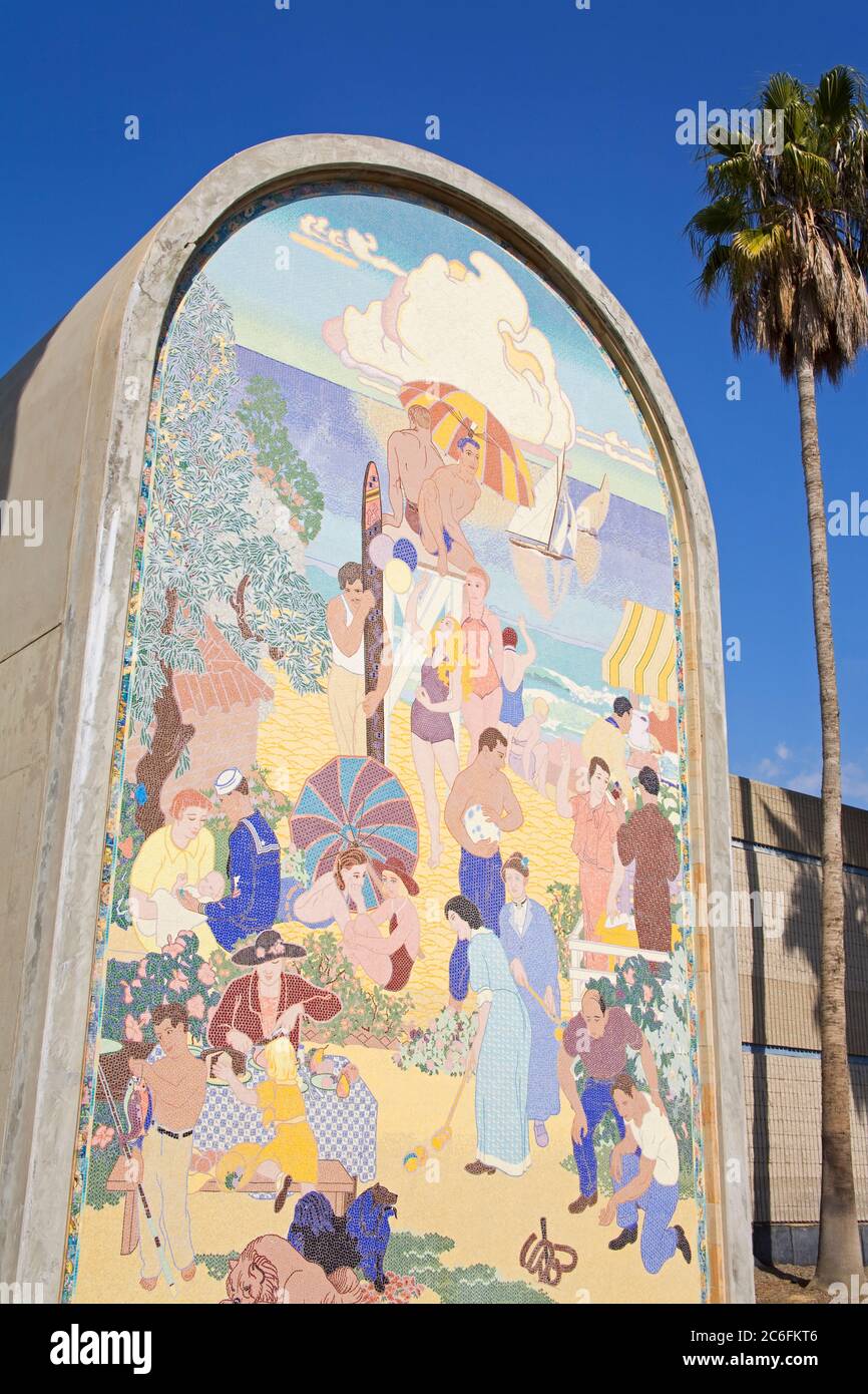 Tile Mosaic, City Place Mall Garage, Long Beach, Los Angeles, California, USA Stock Photo