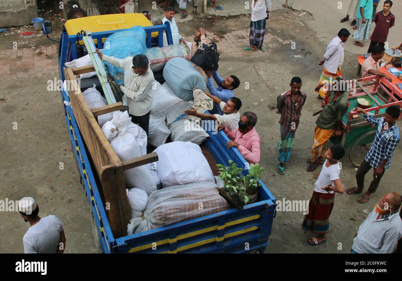 July 9, 2020, Dhaka, Bangladesh Workers leaving the Latif Bawany Jute