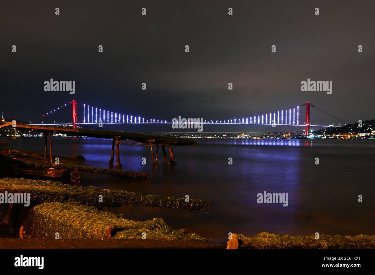 Long exposure of 15th July Martyrs Bridge from Çengelköy Stock Photo