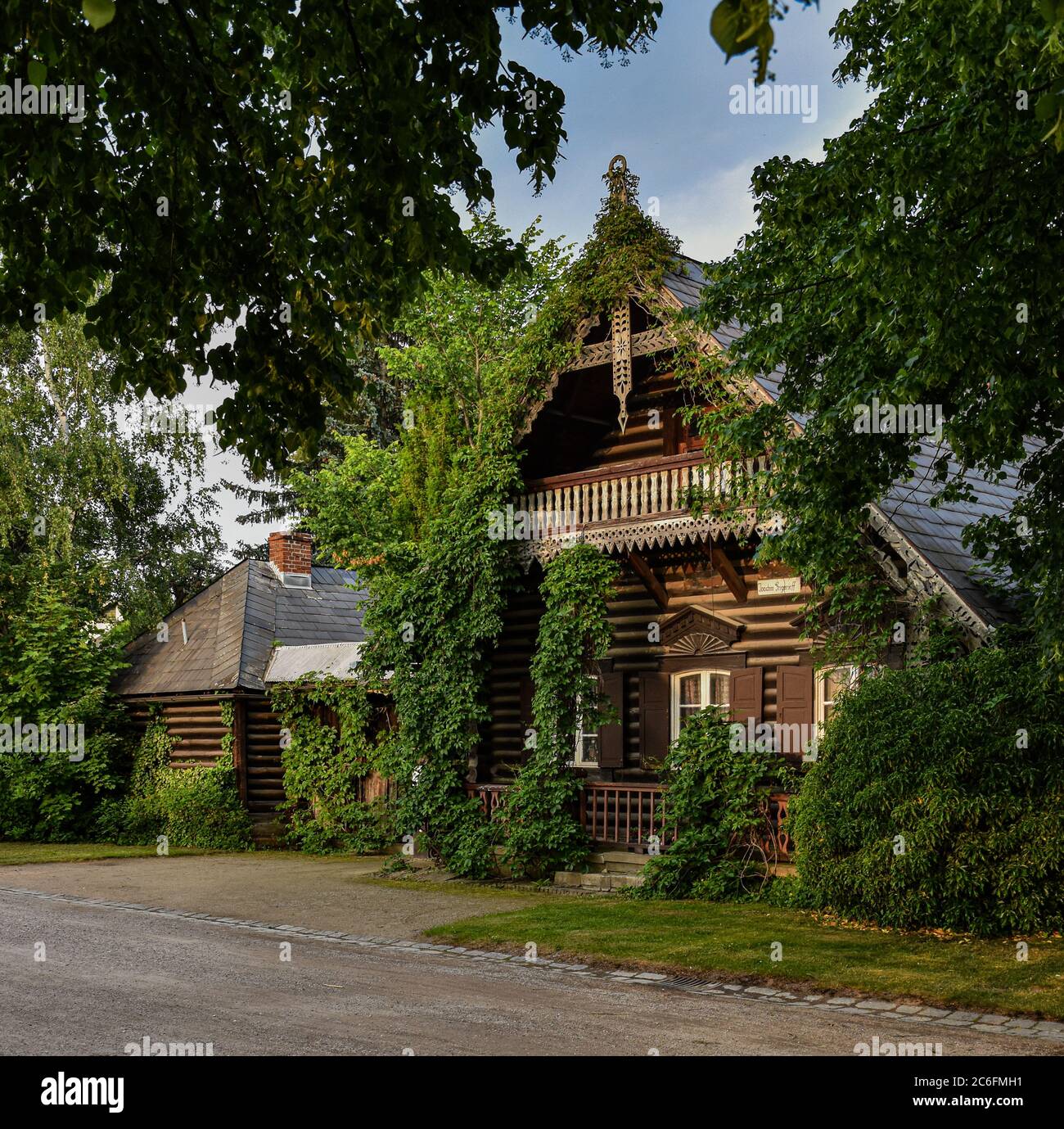 Wooden house in the Russian colony Alexandrovka in Potsdam, Germany Stock Photo