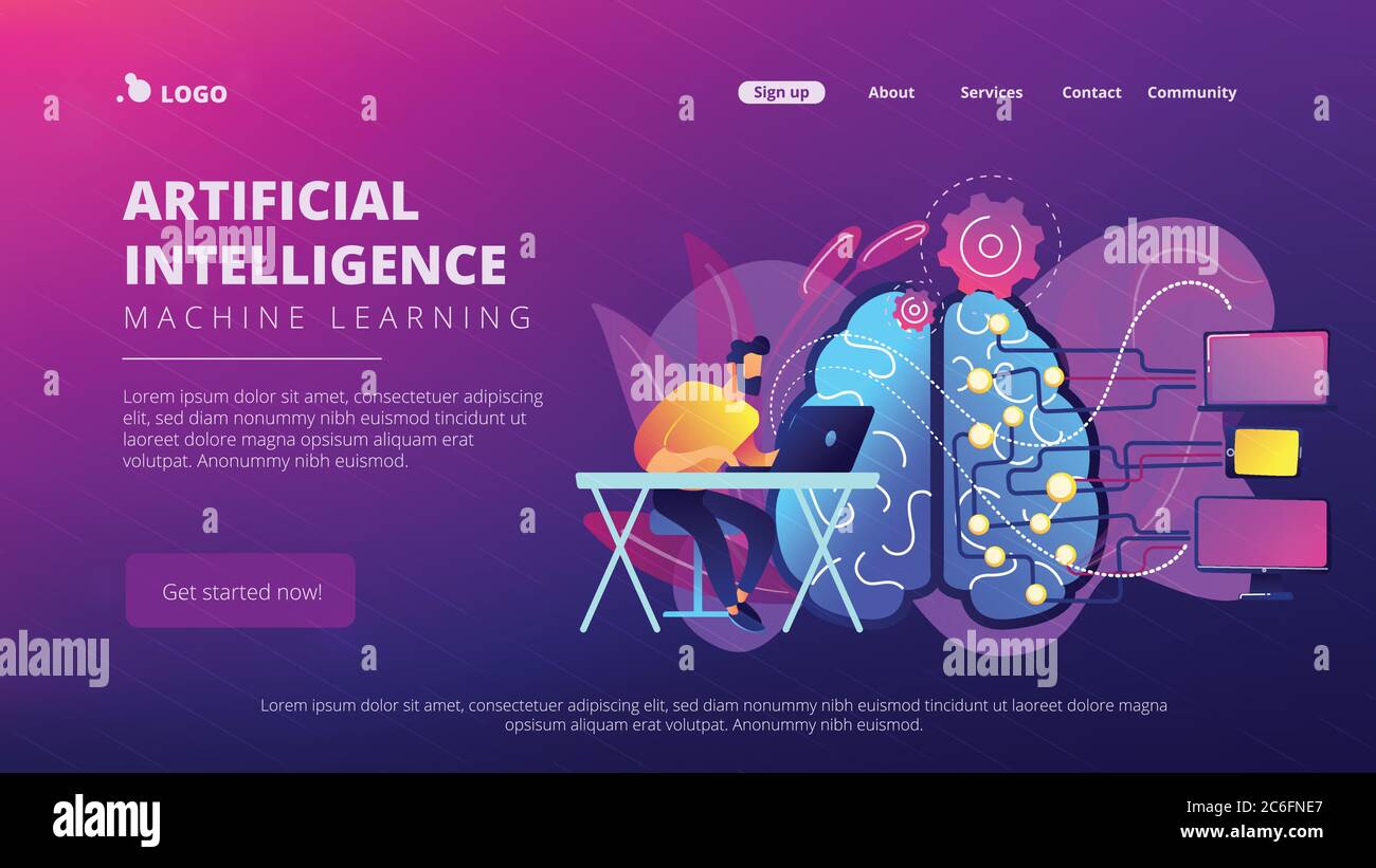 Artificial intelligence concept vector landing page Stock Vector Image ...
