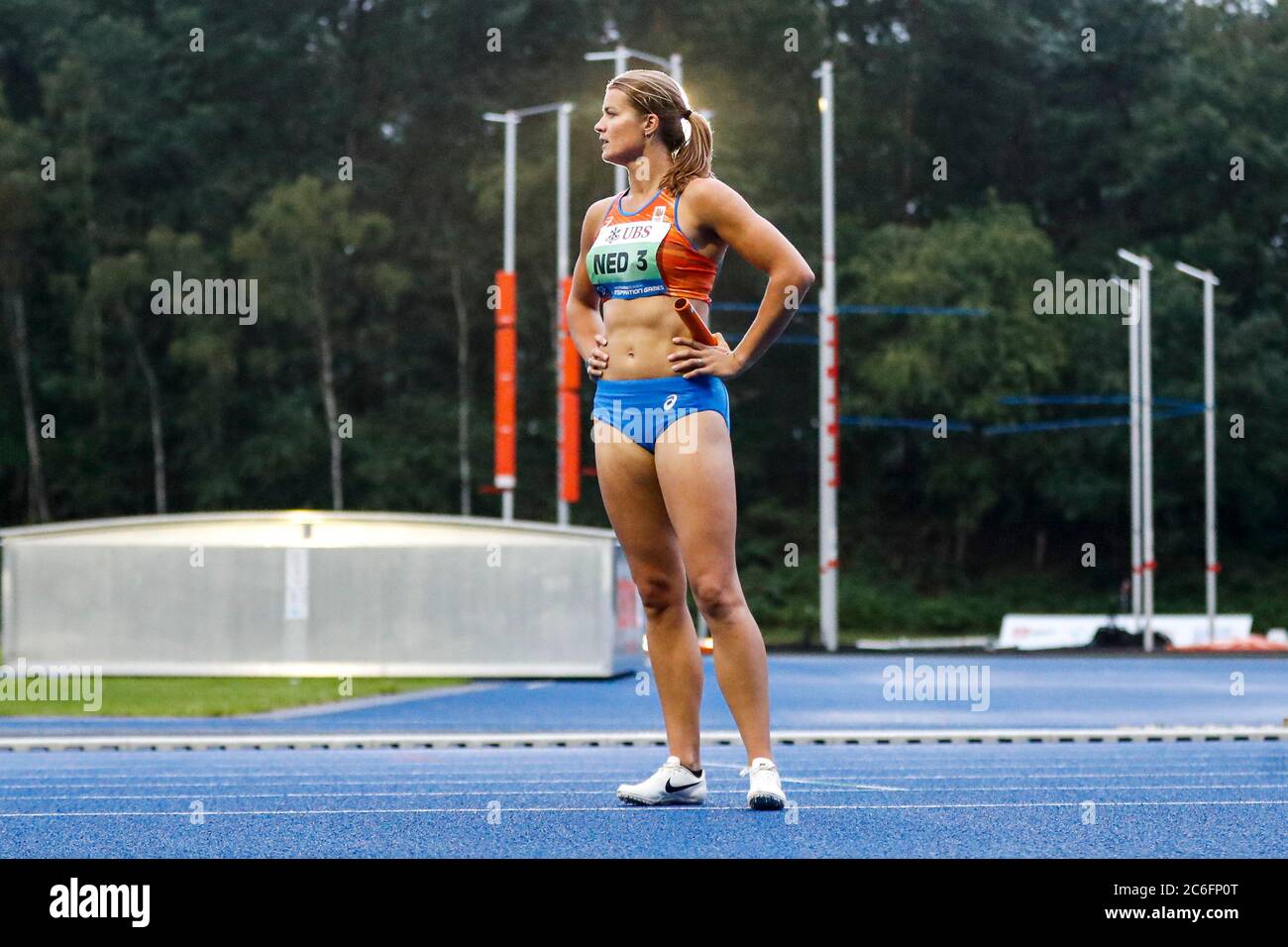 Arnhem Netherlands 09th July 2020 Arnhem 09 07 2020 Papendal Dafne Schippers Ned Of Team World Competes In The 3 X 100m Relay Race During The Inspiration Games At The Track And Field Facility