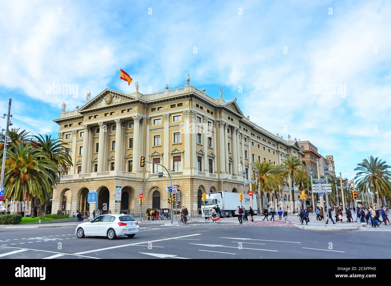 Barcelona, Spain - 27 February, 2018 - Building of the military government Gobierno Militar. Stock Photo
