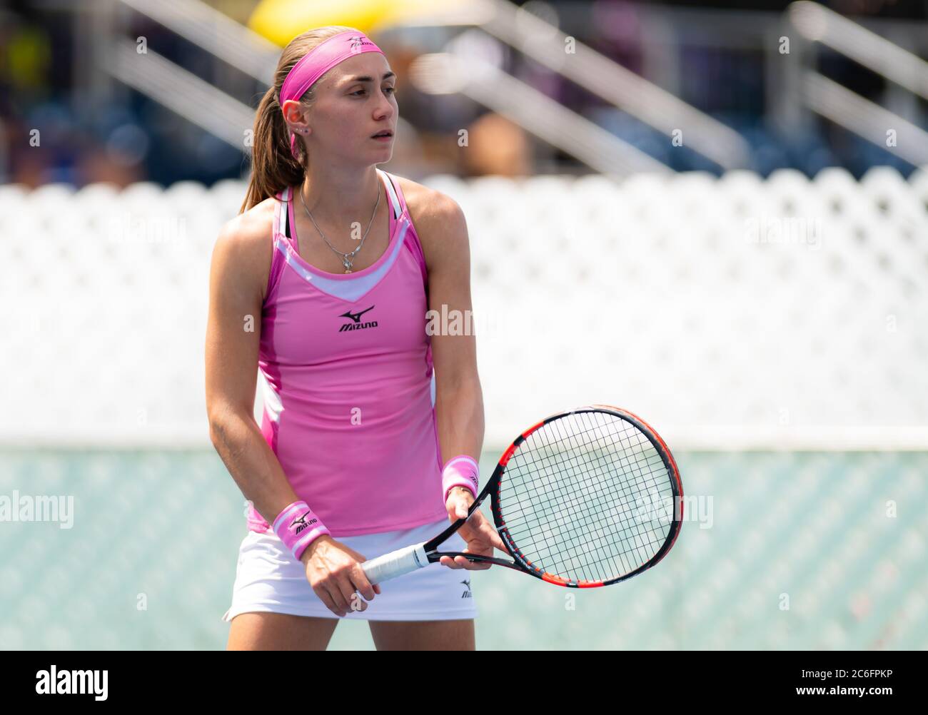 Aleksandra Krunic of Serbia playing doubles at the 2019 NYJTL Bronx Open WTA  International Tournament Stock Photo - Alamy