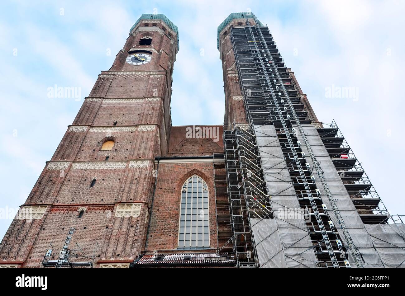 Twin towers of Cathedral church of Our Lady as known Frauenkirche. Stock Photo