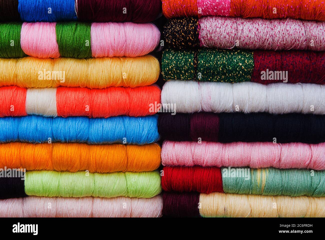 colorful threads for sewing, Varanasi, India Stock Photo Alamy