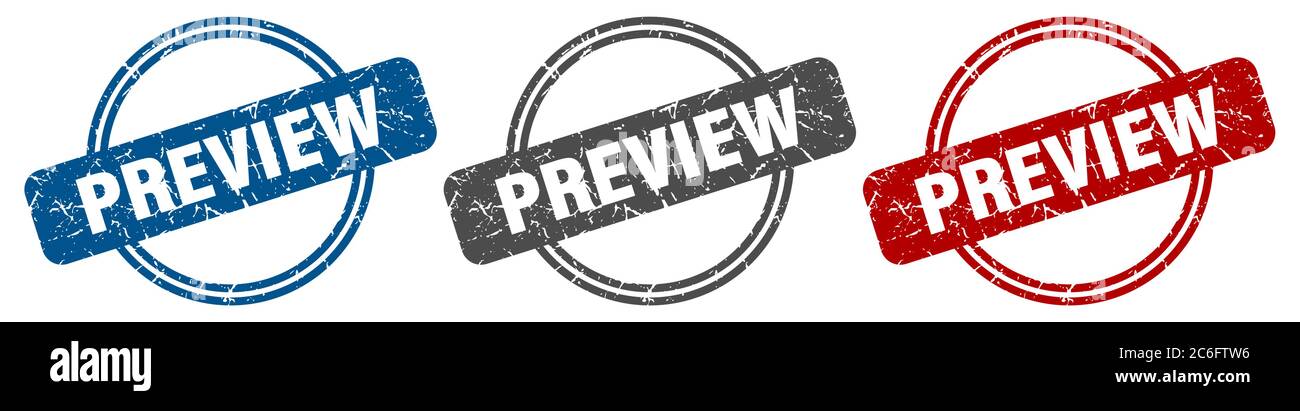 preview stamp. preview sign. preview label set Stock Vector