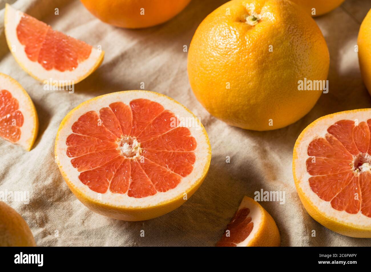 Raw Organic Ruby Red Grapefruit Ready to Eat Stock Photo