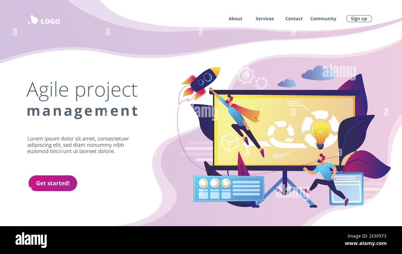 Agile project managementconcept landing page Stock Vector Image & Art ...