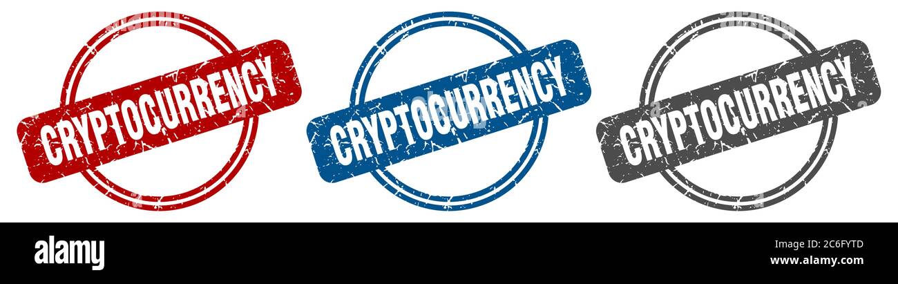 cryptocurrency stamp. cryptocurrency sign. cryptocurrency label set Stock Vector