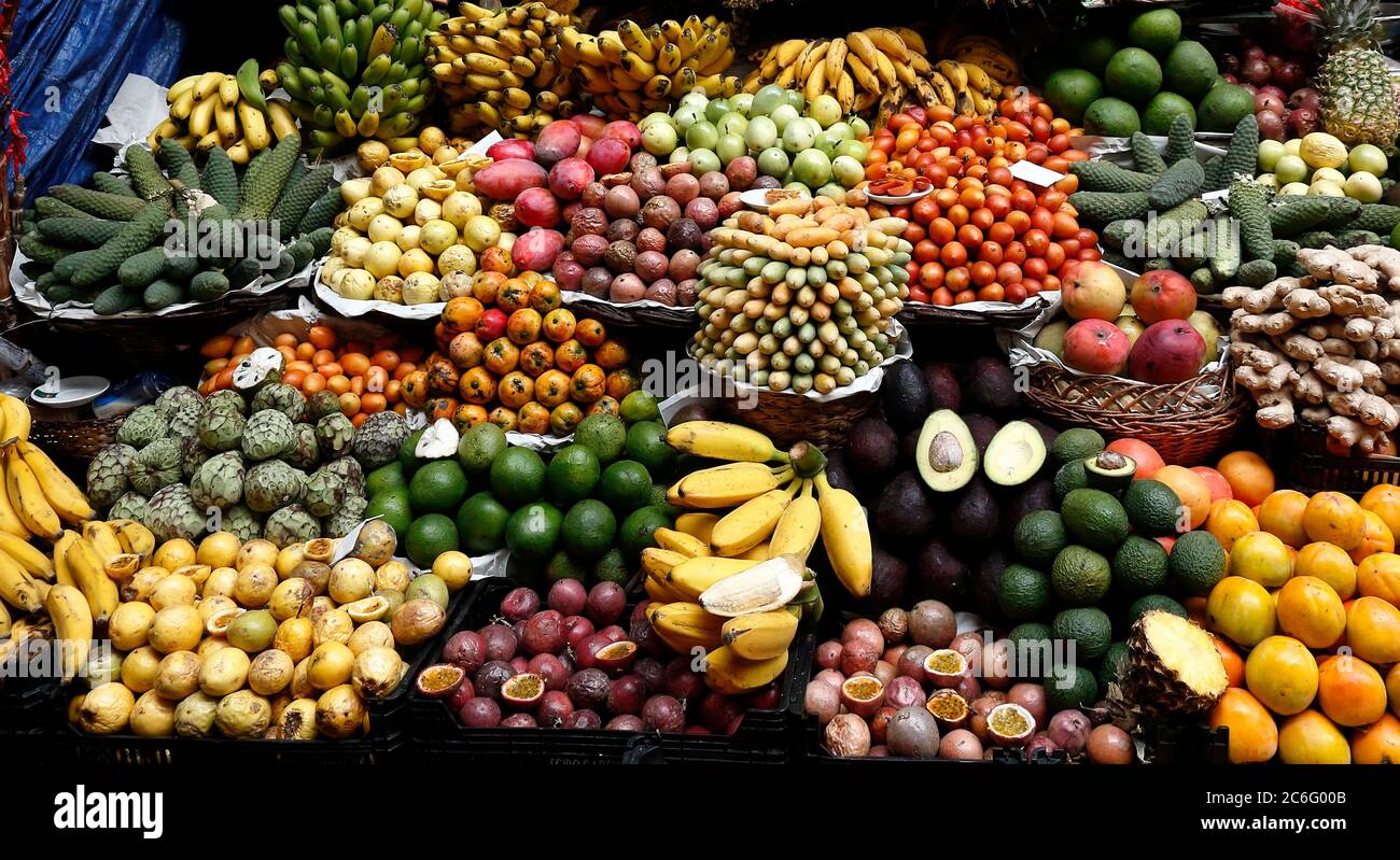 Fruit outlay on a fruit market stall Stock Photo Alamy