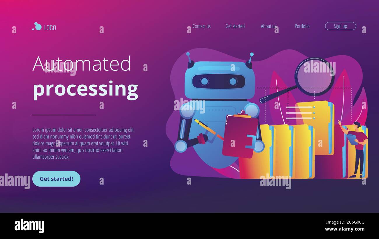 Robotic process automation concept landing page Stock Vector Image