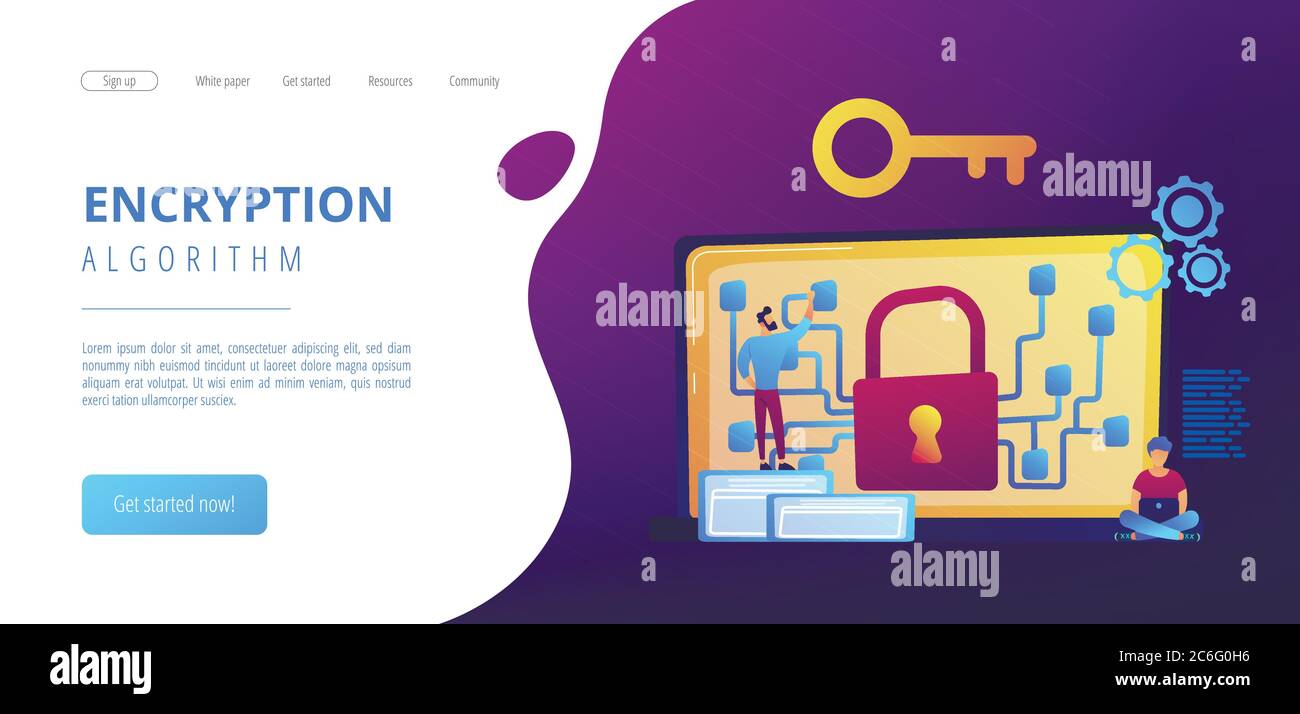 Cryptography and encryption concept landing page Stock Vector Image ...