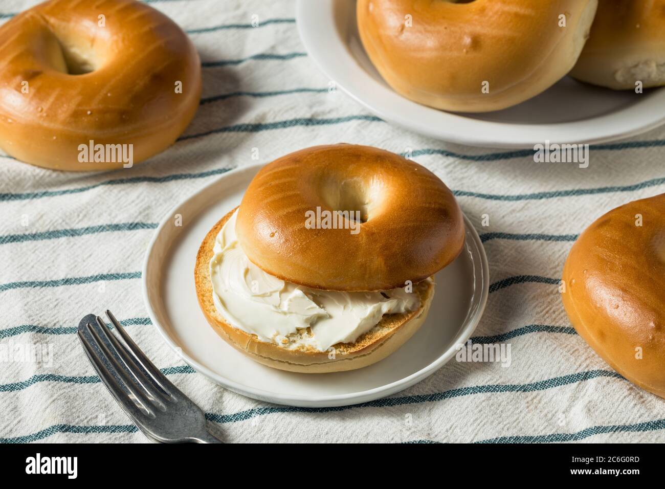 Homemade Cream Cheese Bagel Ready to Eat Stock Photo Alamy
