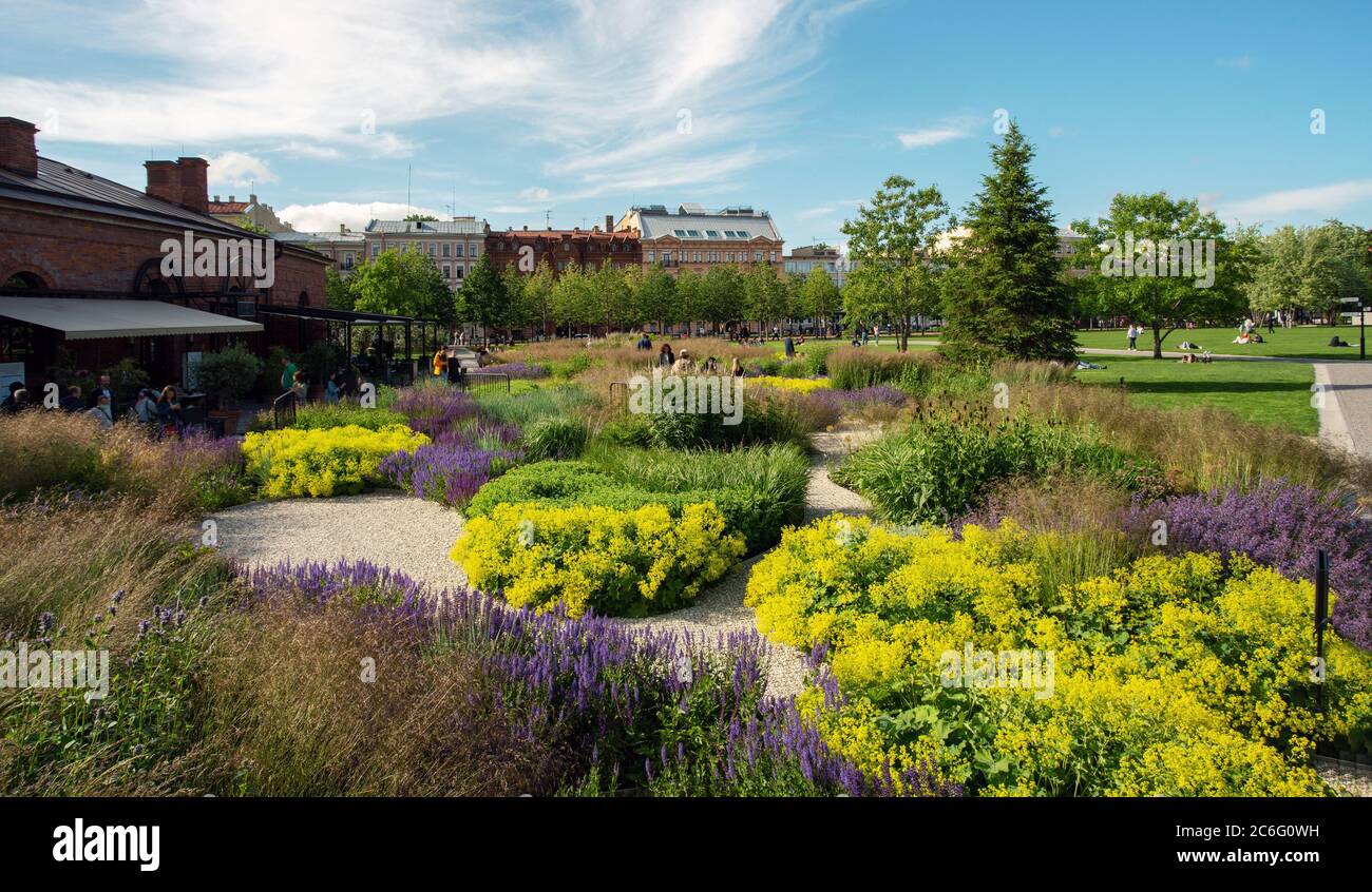 Herbs garden of garden in Novaya Hollandia in St. Petersburg.   Amazing day at summer in Russia Stock Photo