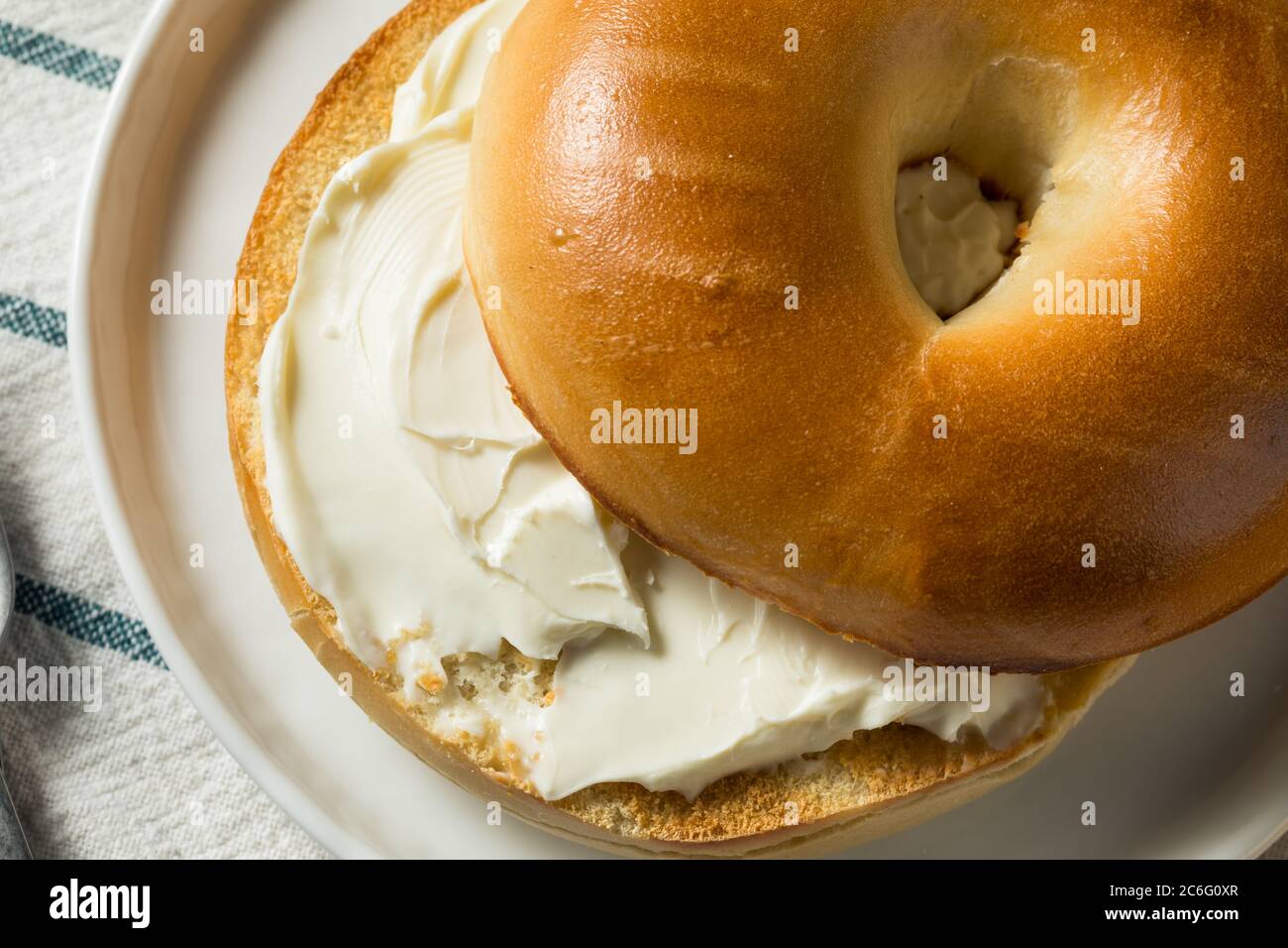 Homemade Cream Cheese Bagel Ready to Eat Stock Photo Alamy
