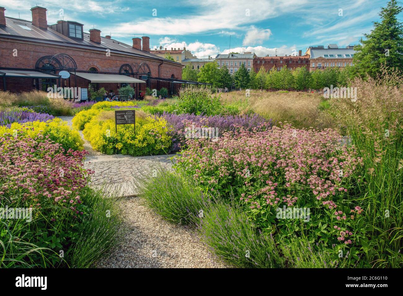 Herbs garden of garden in Novaya Hollandia in St. Petersburg. Amazing day in Russia Stock Photo