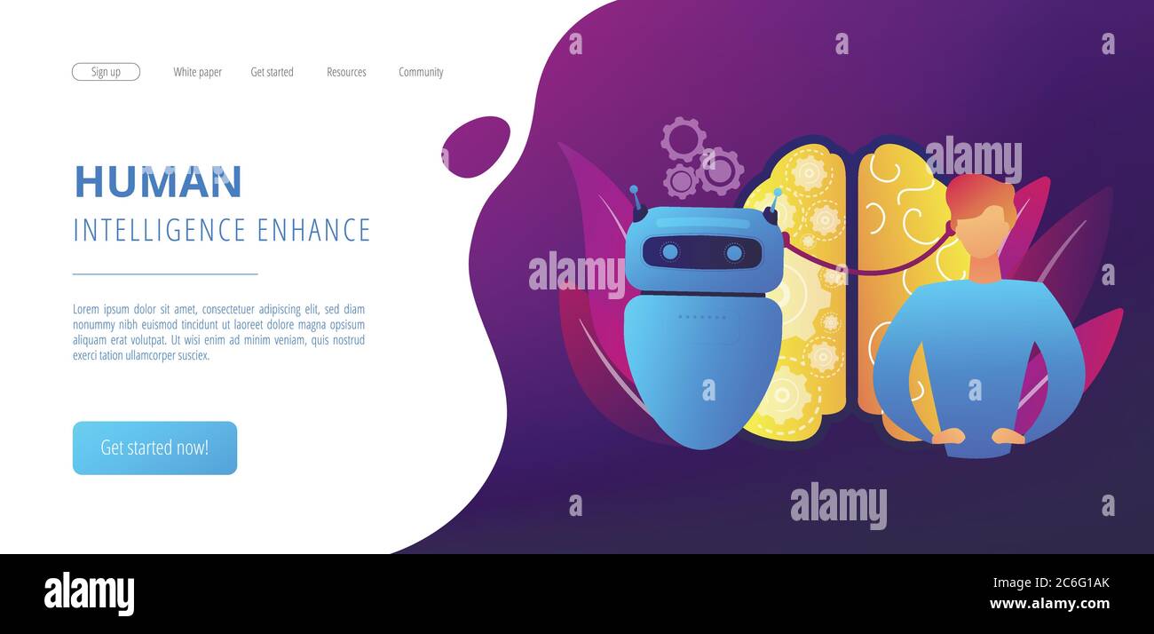 Augmented intelligence concept landing page Stock Vector Image & Art ...