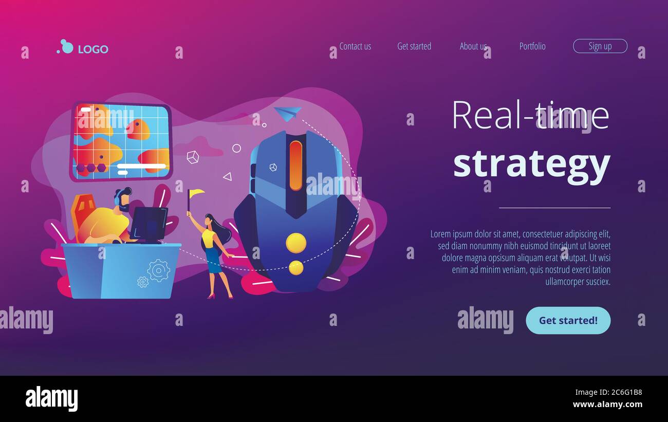 Strategy online games concept landing page. Stock Vector