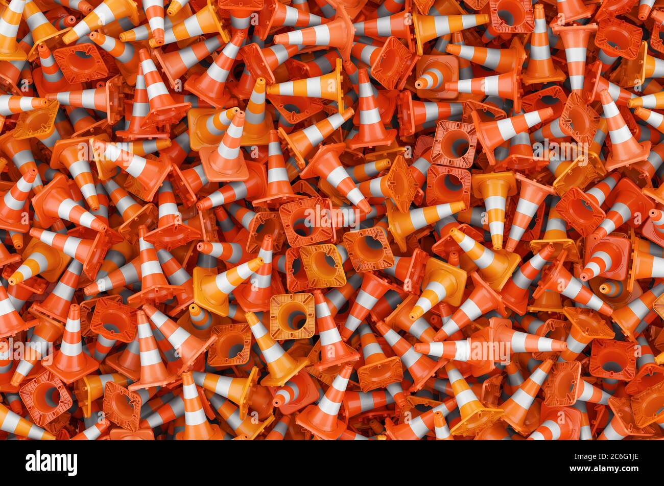 Many traffic cones hi-res stock photography and images - Alamy