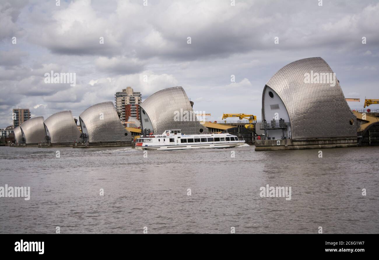 The Thames Barrier, Woolwich, London, England, UK Stock Photo