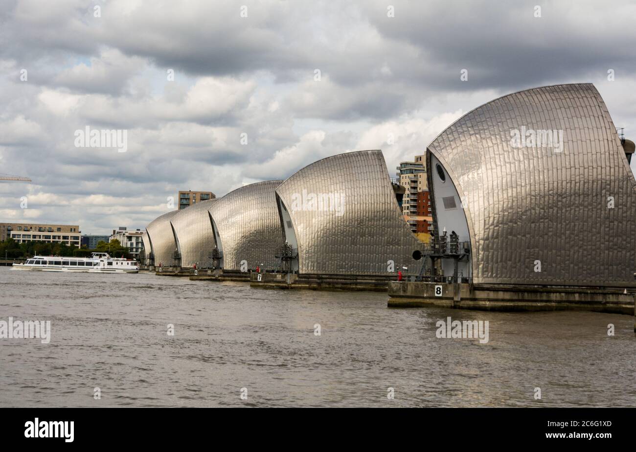 The Thames Barrier, Woolwich, London, England, UK Stock Photo