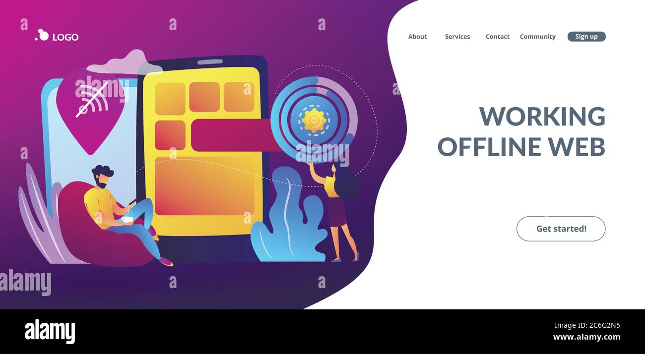 Progressive web app concept landing page Stock Vector Image & Art - Alamy