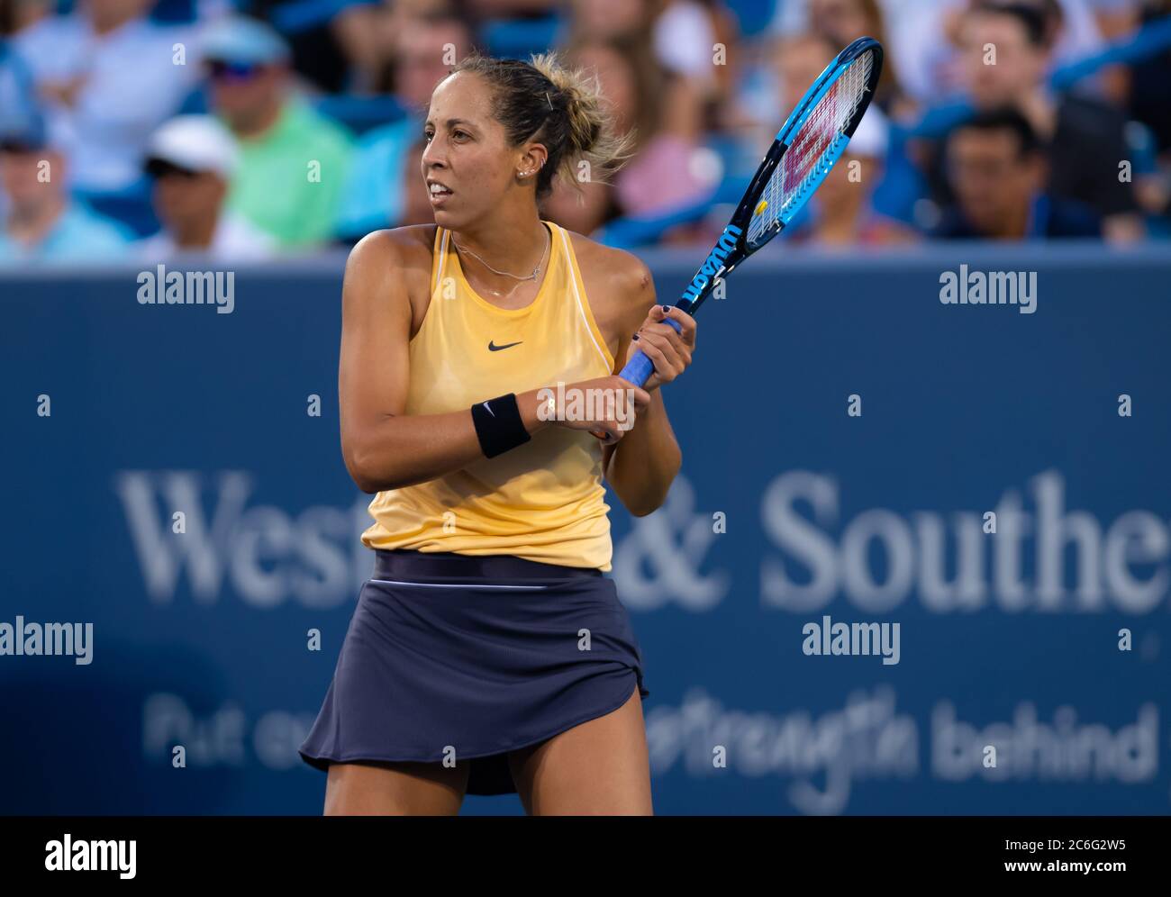 Madison Keys of the United States in action during her quarter-final