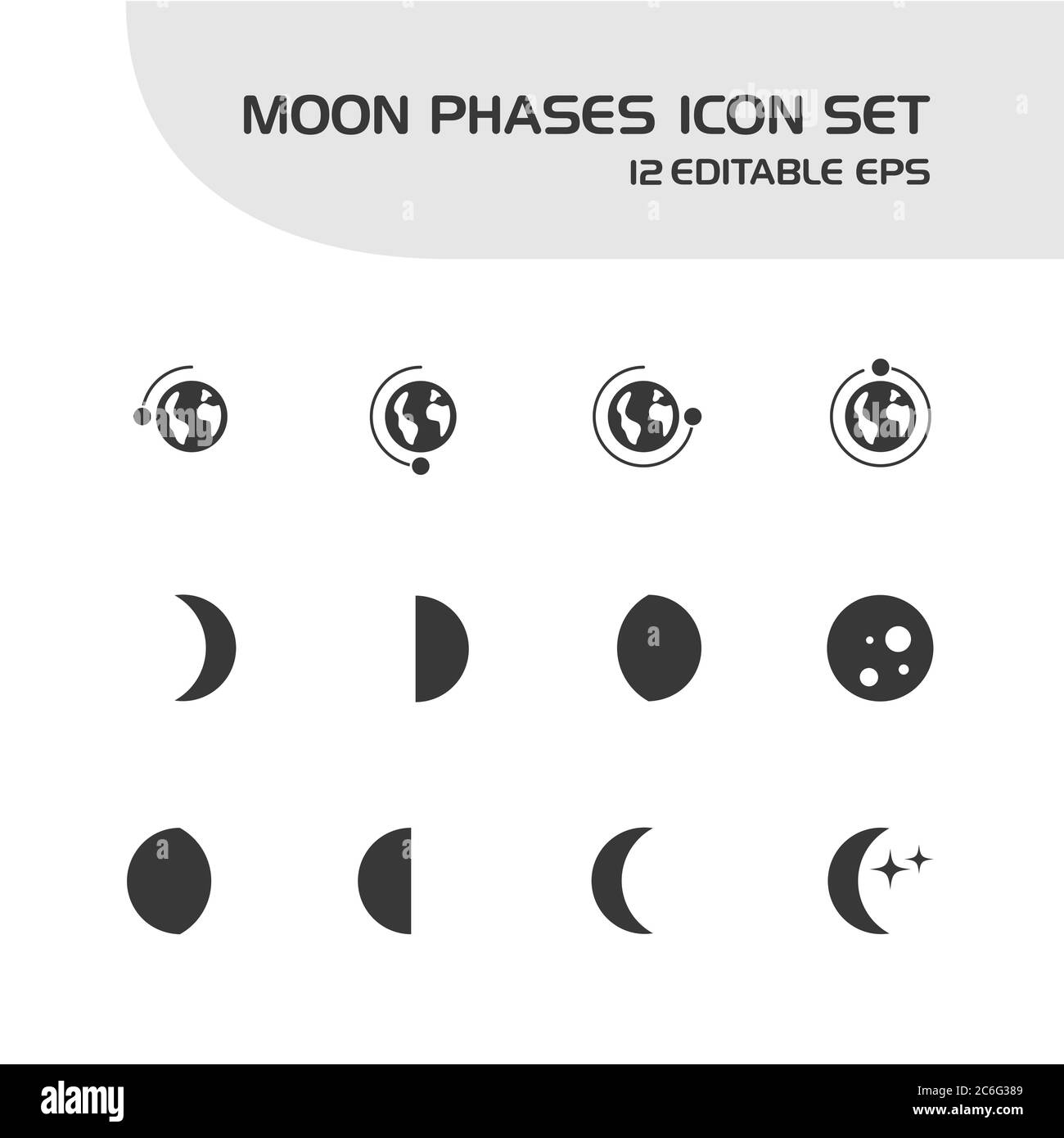 Moon phases. Isolated icon set. Weather and map vector illustration Stock Vector