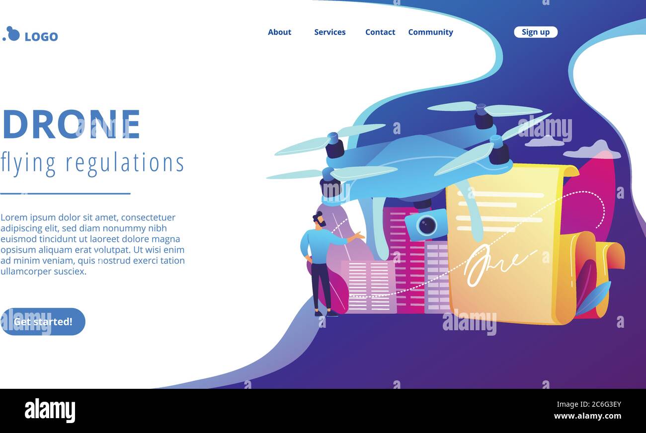 Drone flying regulations concept landing page Stock Vector Image & Art