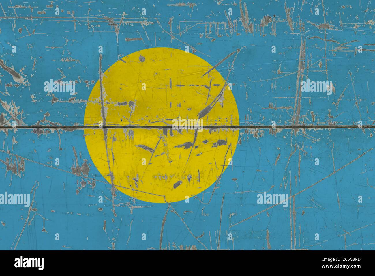 Palau Pattern Palau flag painted on cracked dirty surface. National pattern on ...