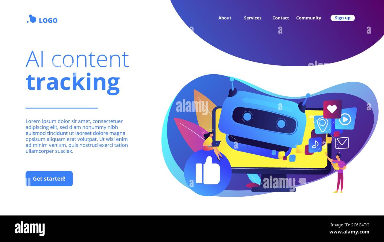 AI in social media concept landing page Stock Vector Image & Art - Alamy