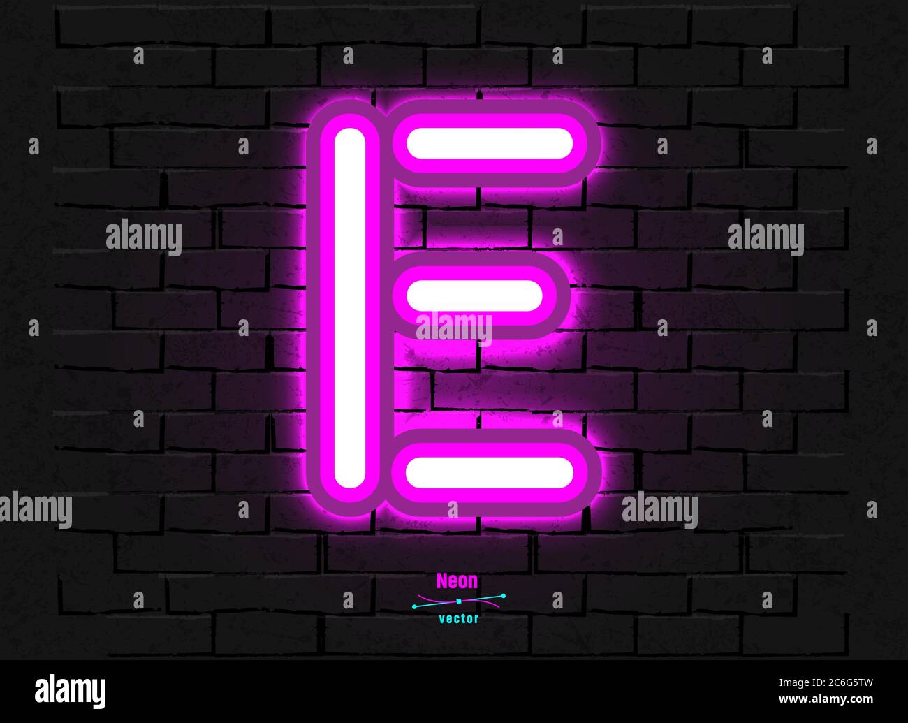 Block Letters Neon Background Neon letter on a brick vector backround. Contains mesh Stock Vector ...
