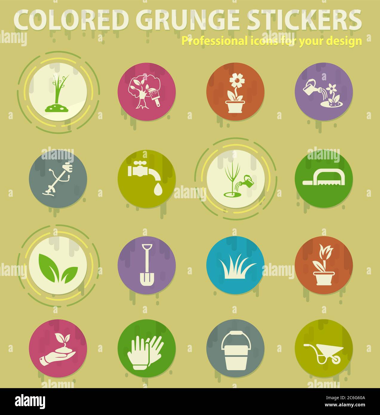 landscape design colored grunge icons Stock Vector Image & Art - Alamy